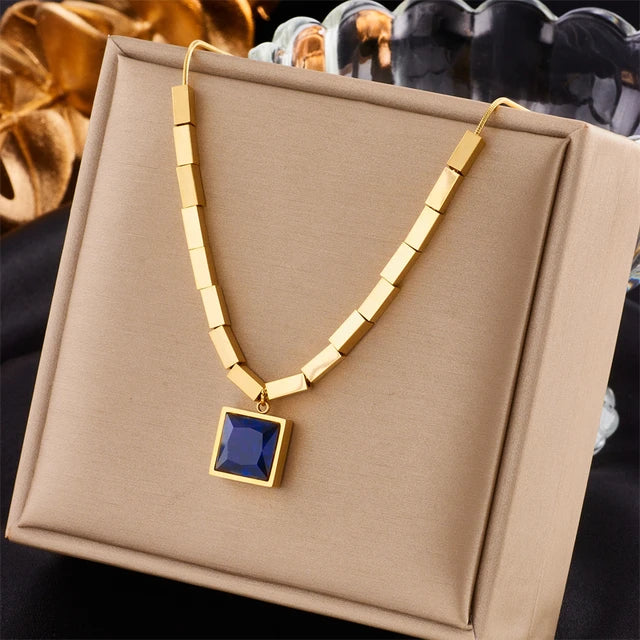 Stainless Steel Gold Color Heart Pearl Pendant Necklace For Women Punk Street Rustproof Neck Jewelry Party Gift