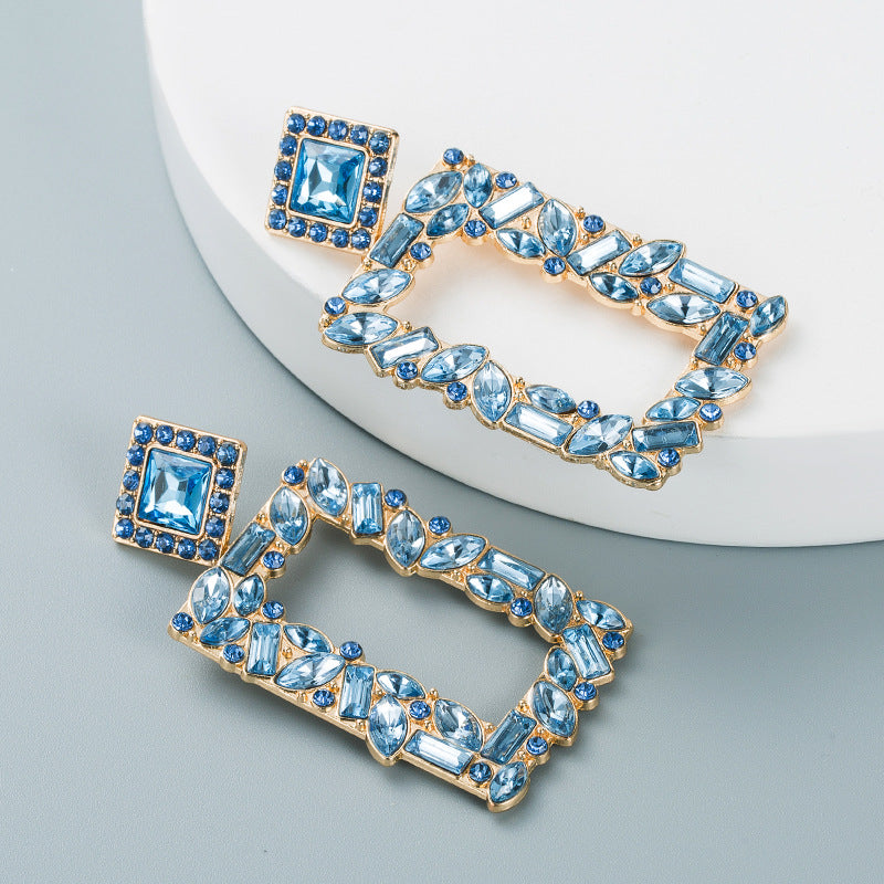 Multicolor Square Drop Dangle Earrings For Women Popular Unusual Crystal Wedding Party Pendant Statement Jewelry