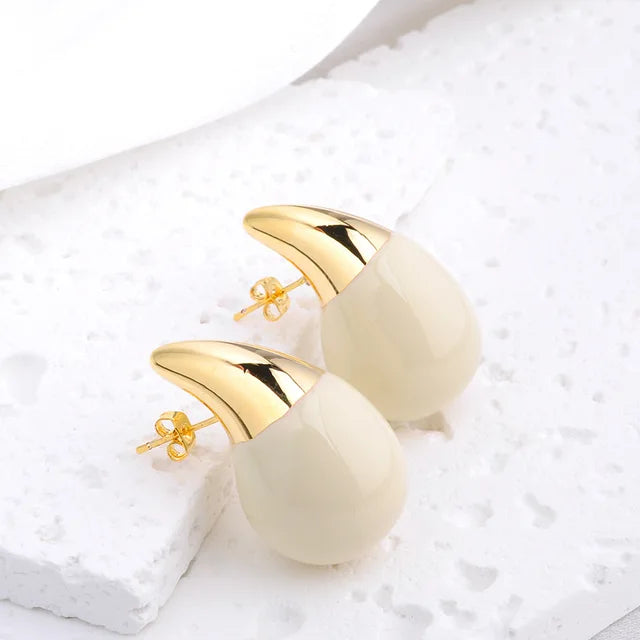 Vintage Metal Hollow Water Droplet Enamel Earrings for Women Girls Tear Drop Shaped Fashion Party Jewelry Popular Accessories