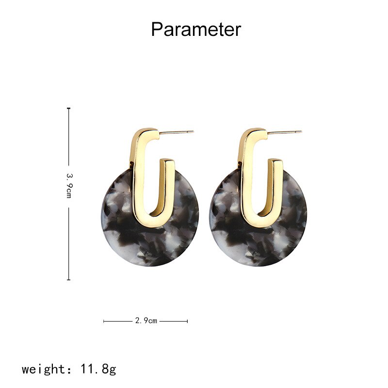 Acrylic Geometric Drop Earrings For Women Statement Gold Color Round Acetate Earrings Jewelry Party Accessories