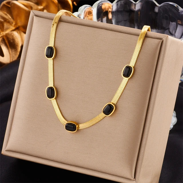 Stainless Steel Gold Color Heart Pearl Pendant Necklace For Women Punk Street Rustproof Neck Jewelry Party Gift