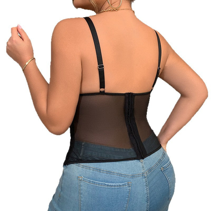 Lace sexy lingerie fishbone corset spicy girl perspective camisole vest
