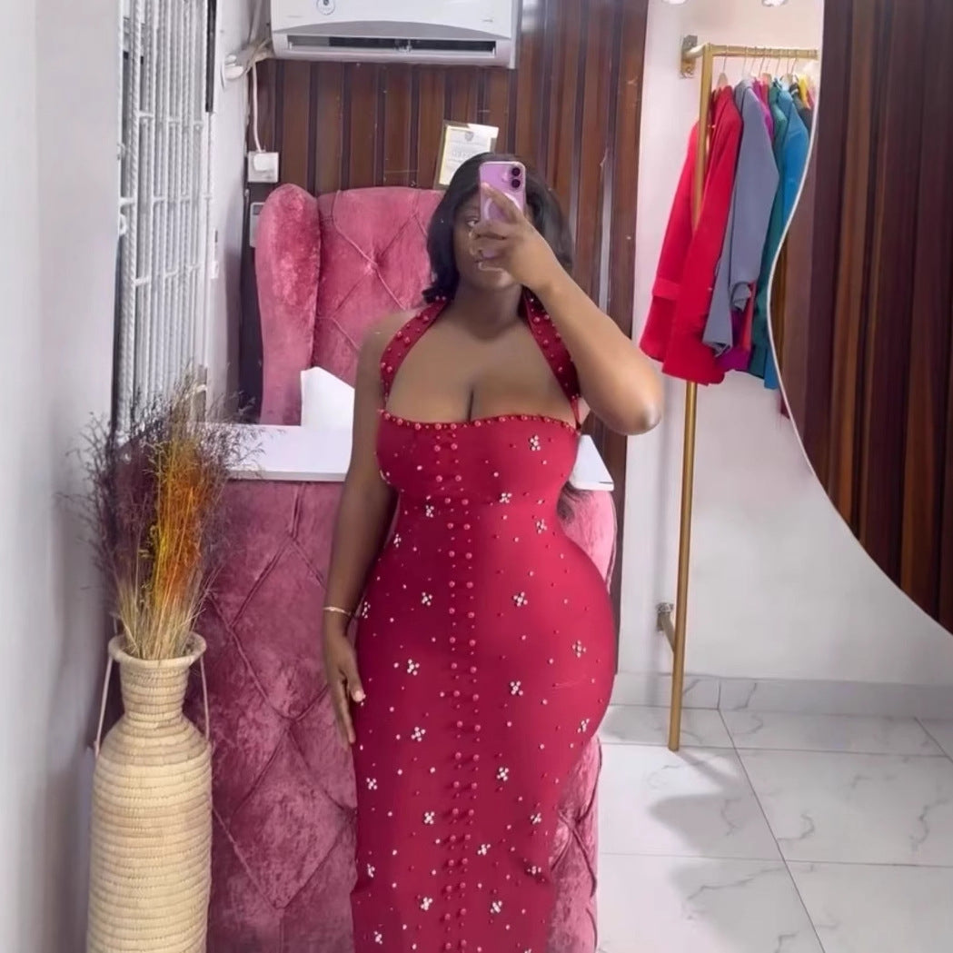 Sexy Off-the-Shoulder Small Rhinestone Bandage Dress for Elegant Evening Banquet
