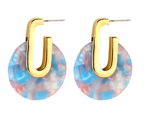 Acrylic Geometric Drop Earrings For Women Statement Gold Color Round Acetate Earrings Jewelry Party Accessories