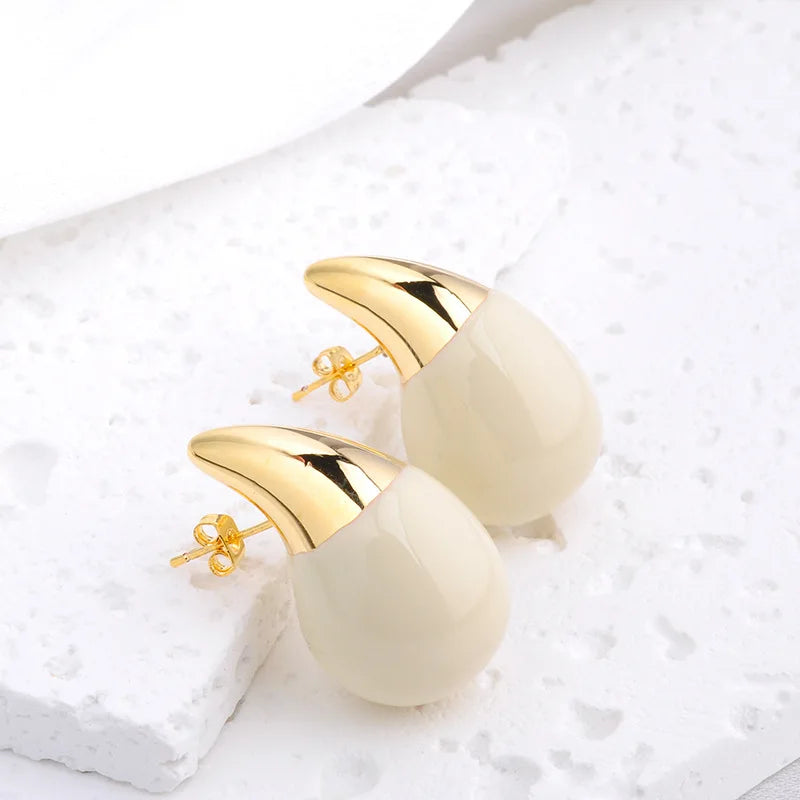 Vintage Metal Hollow Water Droplet Enamel Earrings for Women Girls Tear Drop Shaped Fashion Party Jewelry Popular Accessories