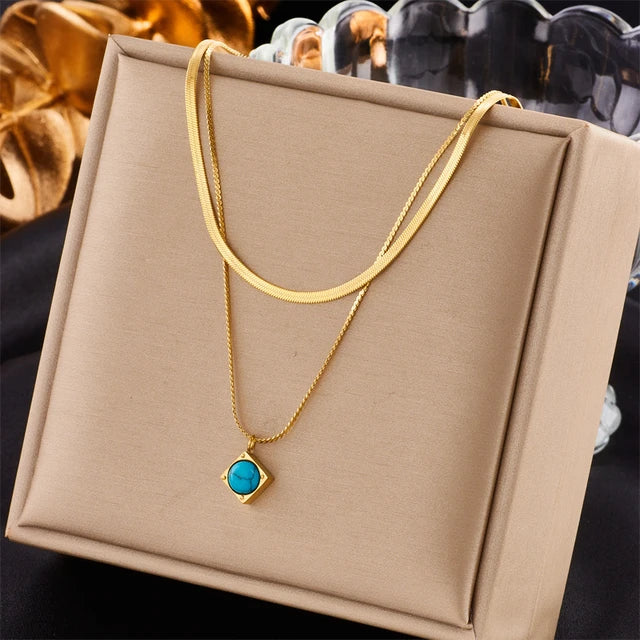 Stainless Steel Gold Color Heart Pearl Pendant Necklace For Women Punk Street Rustproof Neck Jewelry Party Gift