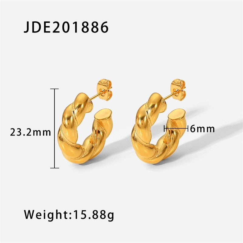 23mm Large CC Shape Twisted Hoop Earrings For Women Open Design Circle Earring Jewelry Party Accessories