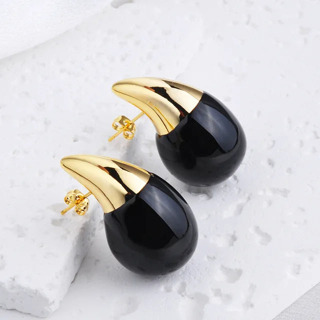 Vintage Metal Hollow Water Droplet Enamel Earrings for Women Girls Tear Drop Shaped Fashion Party Jewelry Popular Accessories