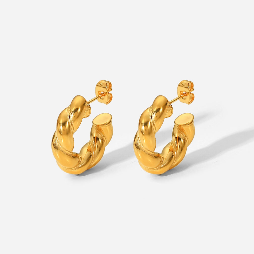 23mm Large CC Shape Twisted Hoop Earrings For Women Open Design Circle Earring Jewelry Party Accessories