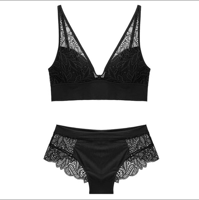 Sexy Lace lingerie Wireless Bras For Women Push Up Bra Set Jacquard Sexy Underwear