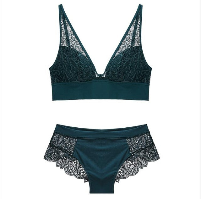 Sexy Lace lingerie Wireless Bras For Women Push Up Bra Set Jacquard Sexy Underwear